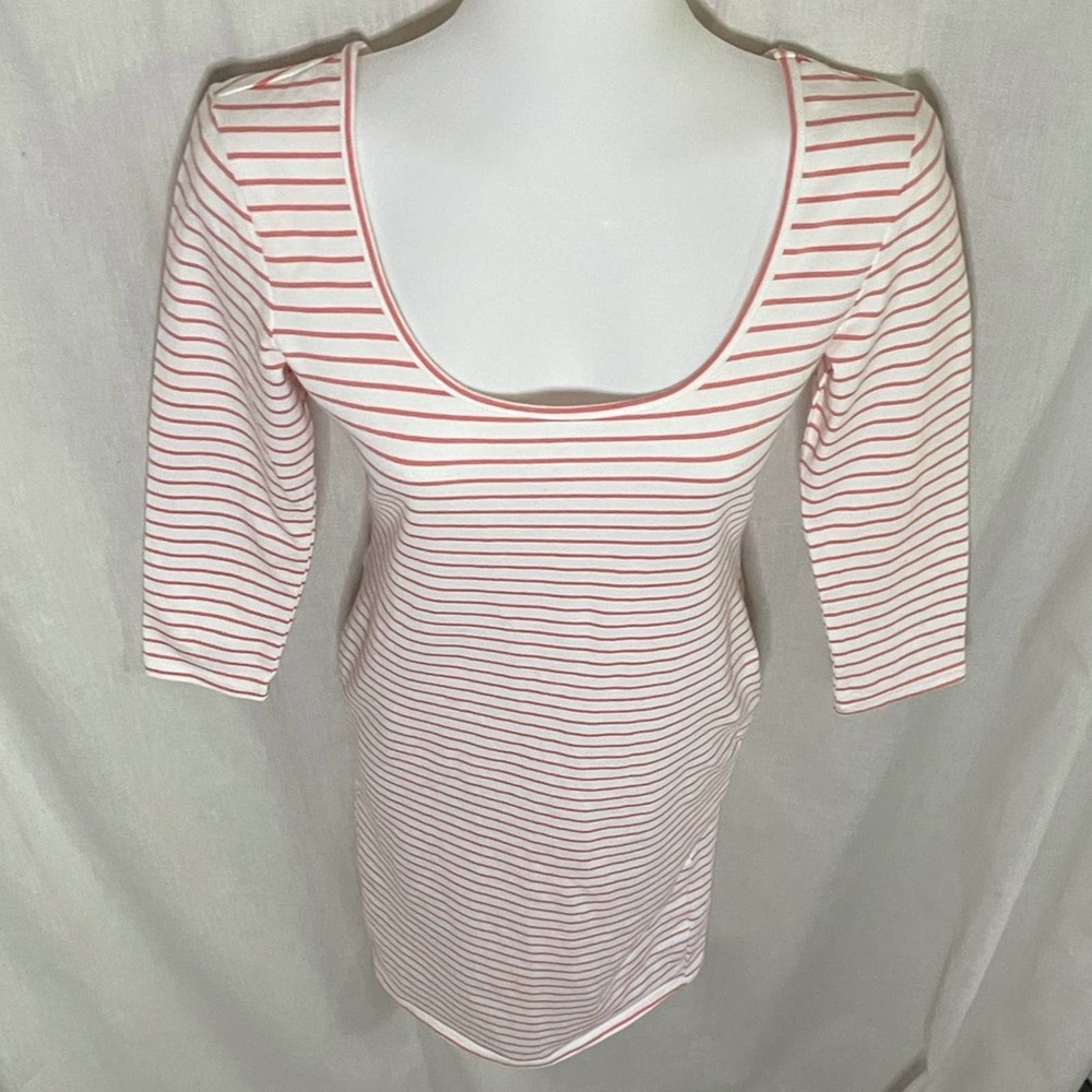 Forever 21 White & Coral Stripe Bodycon Dress - Picture 1 of 16
